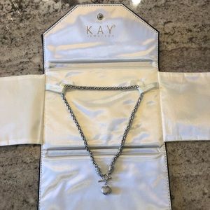 Diamond heart silver chain necklace